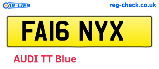 FA16NYX are the vehicle registration plates.