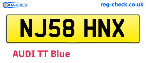 NJ58HNX are the vehicle registration plates.