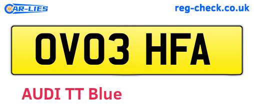 OV03HFA are the vehicle registration plates.