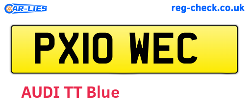 PX10WEC are the vehicle registration plates.