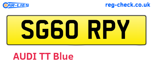 SG60RPY are the vehicle registration plates.