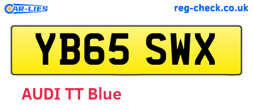 YB65SWX are the vehicle registration plates.