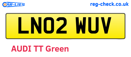 LN02WUV are the vehicle registration plates.