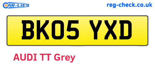 BK05YXD are the vehicle registration plates.