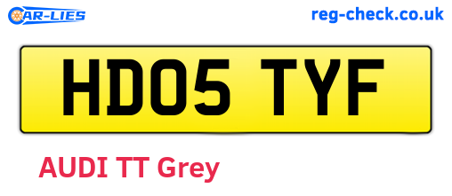 HD05TYF are the vehicle registration plates.