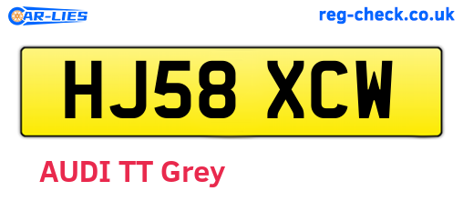 HJ58XCW are the vehicle registration plates.