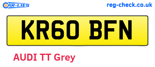 KR60BFN are the vehicle registration plates.