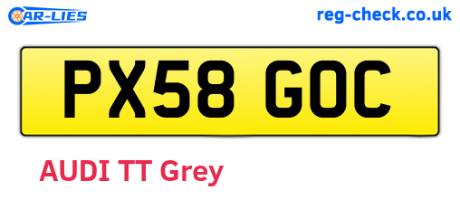PX58GOC are the vehicle registration plates.
