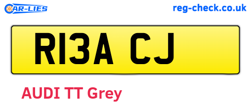 R13ACJ are the vehicle registration plates.