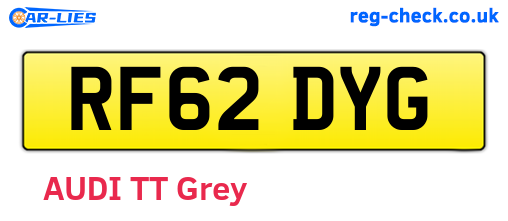 RF62DYG are the vehicle registration plates.