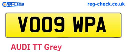 VO09WPA are the vehicle registration plates.