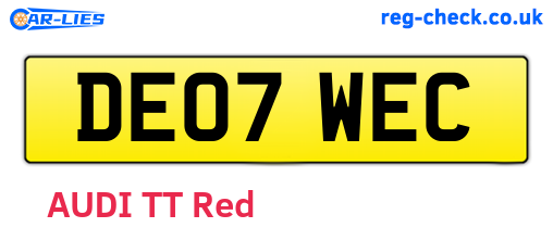 DE07WEC are the vehicle registration plates.