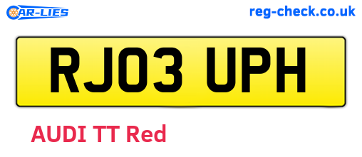 RJ03UPH are the vehicle registration plates.
