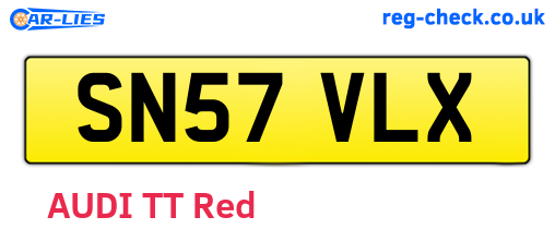 SN57VLX are the vehicle registration plates.