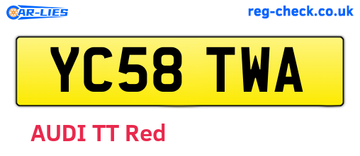 YC58TWA are the vehicle registration plates.