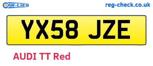 YX58JZE are the vehicle registration plates.