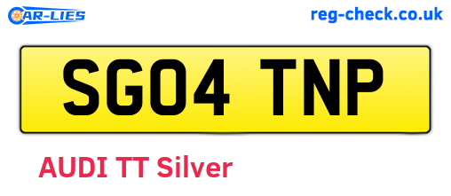 SG04TNP are the vehicle registration plates.