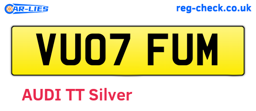 VU07FUM are the vehicle registration plates.