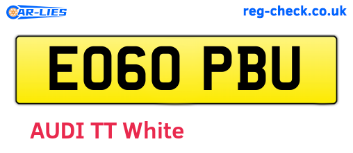 EO60PBU are the vehicle registration plates.