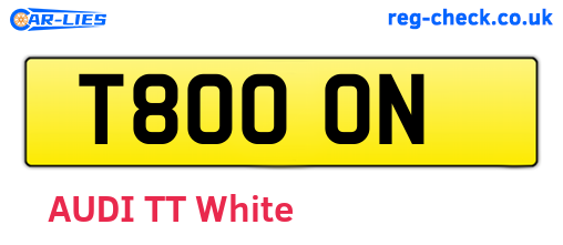 T80OON are the vehicle registration plates.