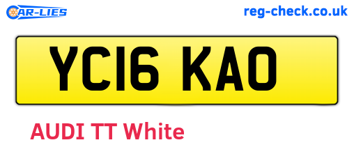 YC16KAO are the vehicle registration plates.