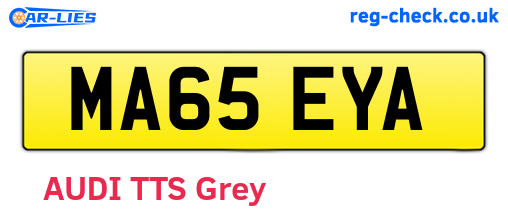 MA65EYA are the vehicle registration plates.