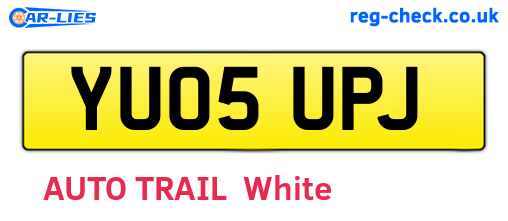 YU05UPJ are the vehicle registration plates.