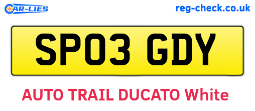 SP03GDY are the vehicle registration plates.