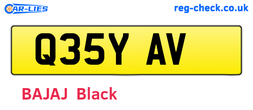 Q35YAV are the vehicle registration plates.