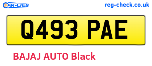 Q493PAE are the vehicle registration plates.