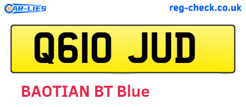 Q610JUD are the vehicle registration plates.