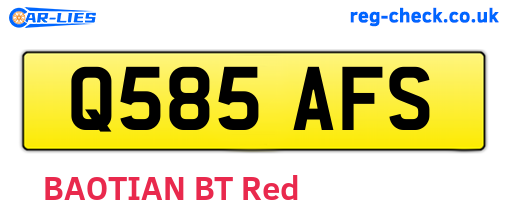 Q585AFS are the vehicle registration plates.