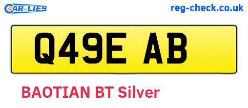 Q49EAB are the vehicle registration plates.