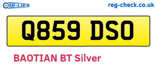 Q859DSO are the vehicle registration plates.