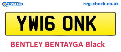 YW16ONK are the vehicle registration plates.