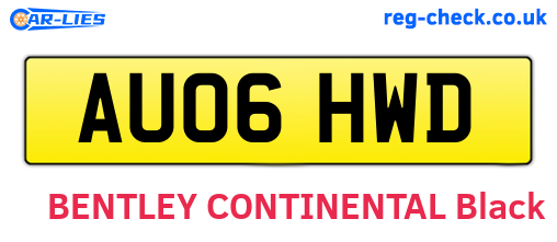 AU06HWD are the vehicle registration plates.
