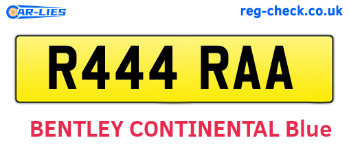R444RAA are the vehicle registration plates.