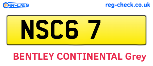 NSC67 are the vehicle registration plates.