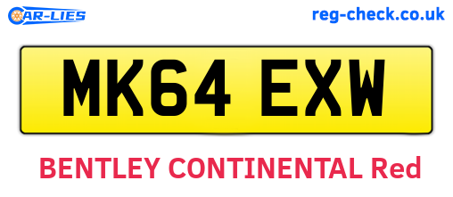 MK64EXW are the vehicle registration plates.