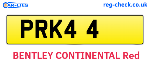 PRK44 are the vehicle registration plates.