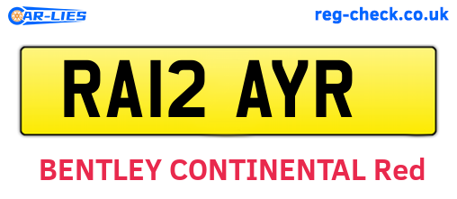 RA12AYR are the vehicle registration plates.
