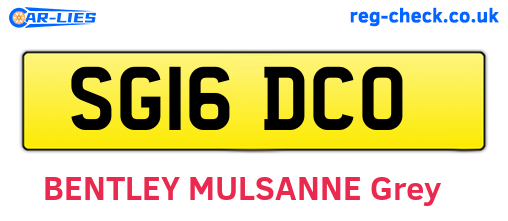 SG16DCO are the vehicle registration plates.