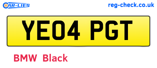 YE04PGT are the vehicle registration plates.