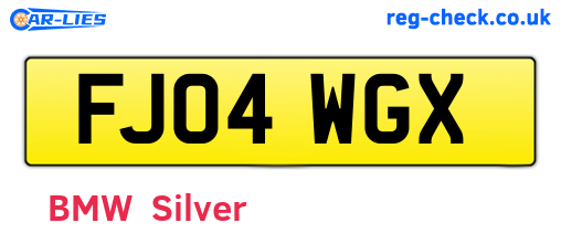 FJ04WGX are the vehicle registration plates.