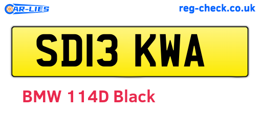 SD13KWA are the vehicle registration plates.