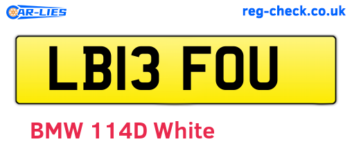 LB13FOU are the vehicle registration plates.
