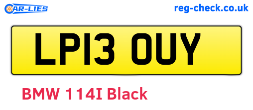 LP13OUY are the vehicle registration plates.