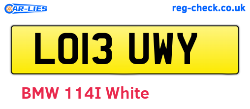 LO13UWY are the vehicle registration plates.
