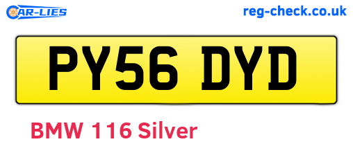 PY56DYD are the vehicle registration plates.