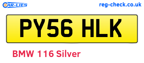 PY56HLK are the vehicle registration plates.